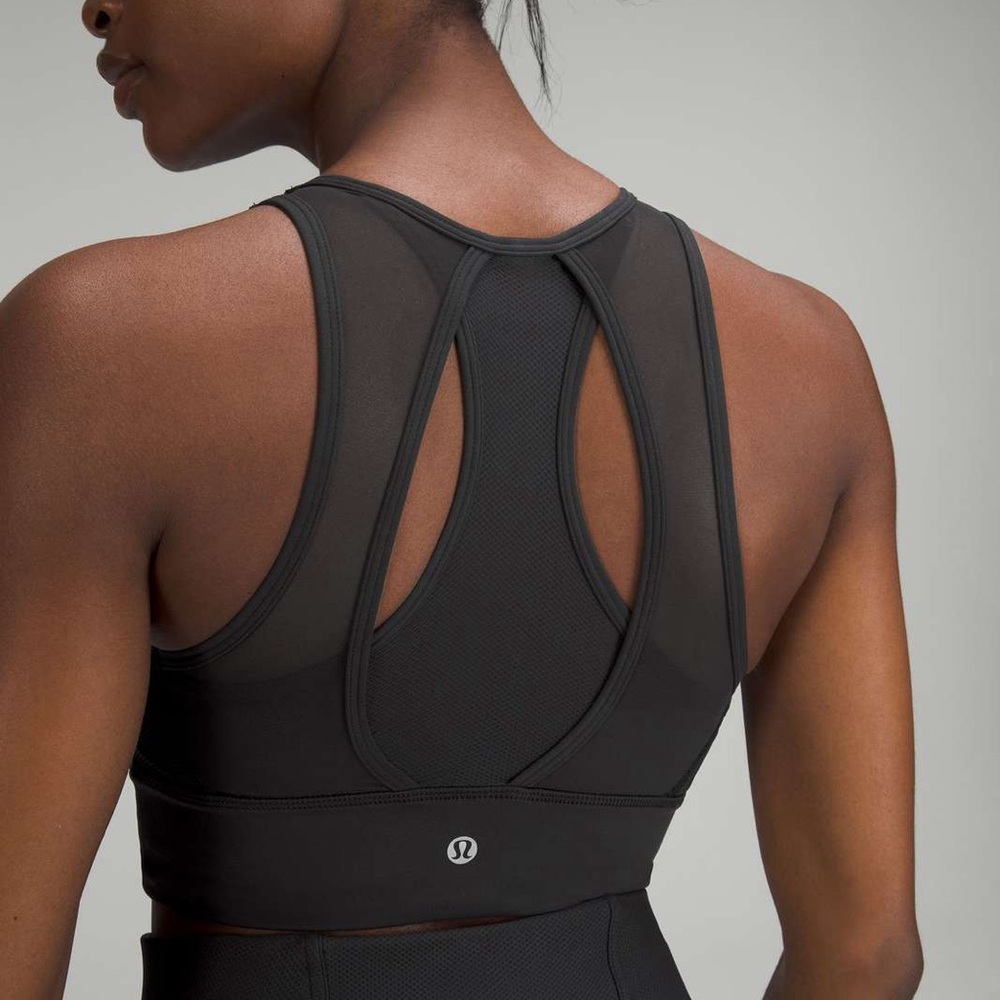 Lululemon Everlux High-Neck Train Long Line Mesh Detail Sports Bra Crop Top 4 - Picture 2 of 5